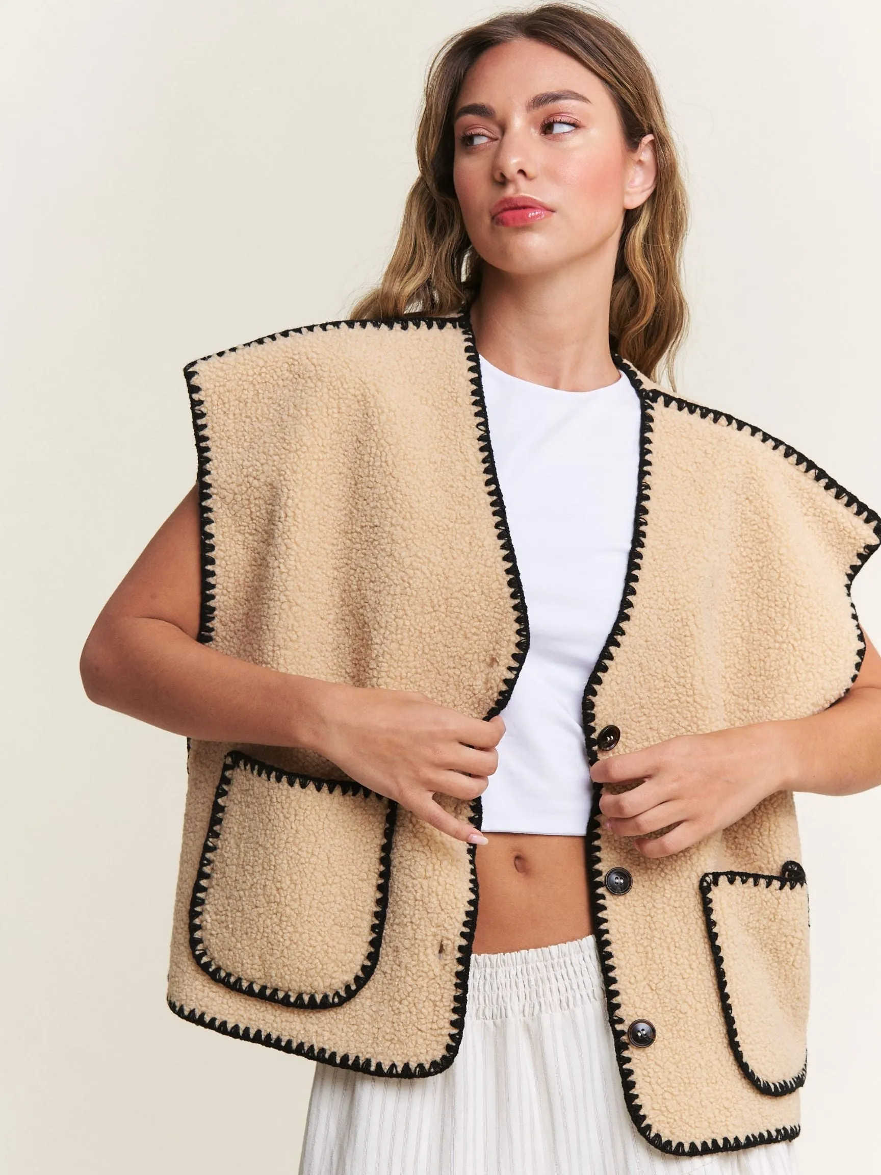 Fuzzy Sherpa Vest Jacket