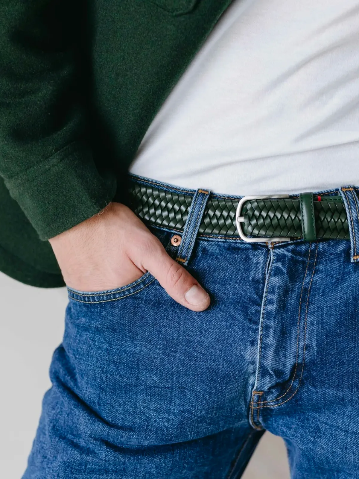 Green Genoa Stretch Leather Belt