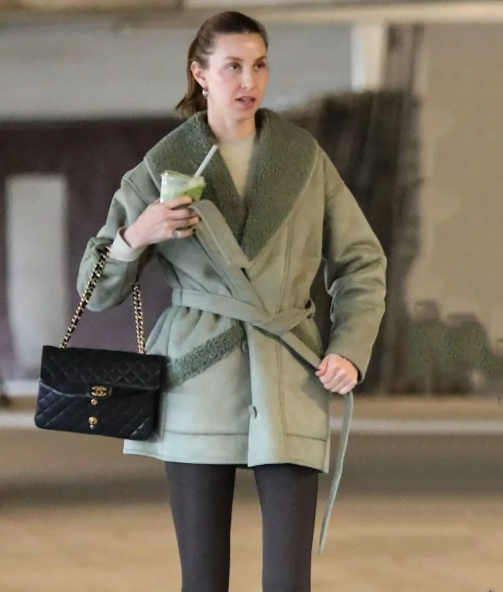 Whitney Port Green Leather Shearling Coat The Leather City