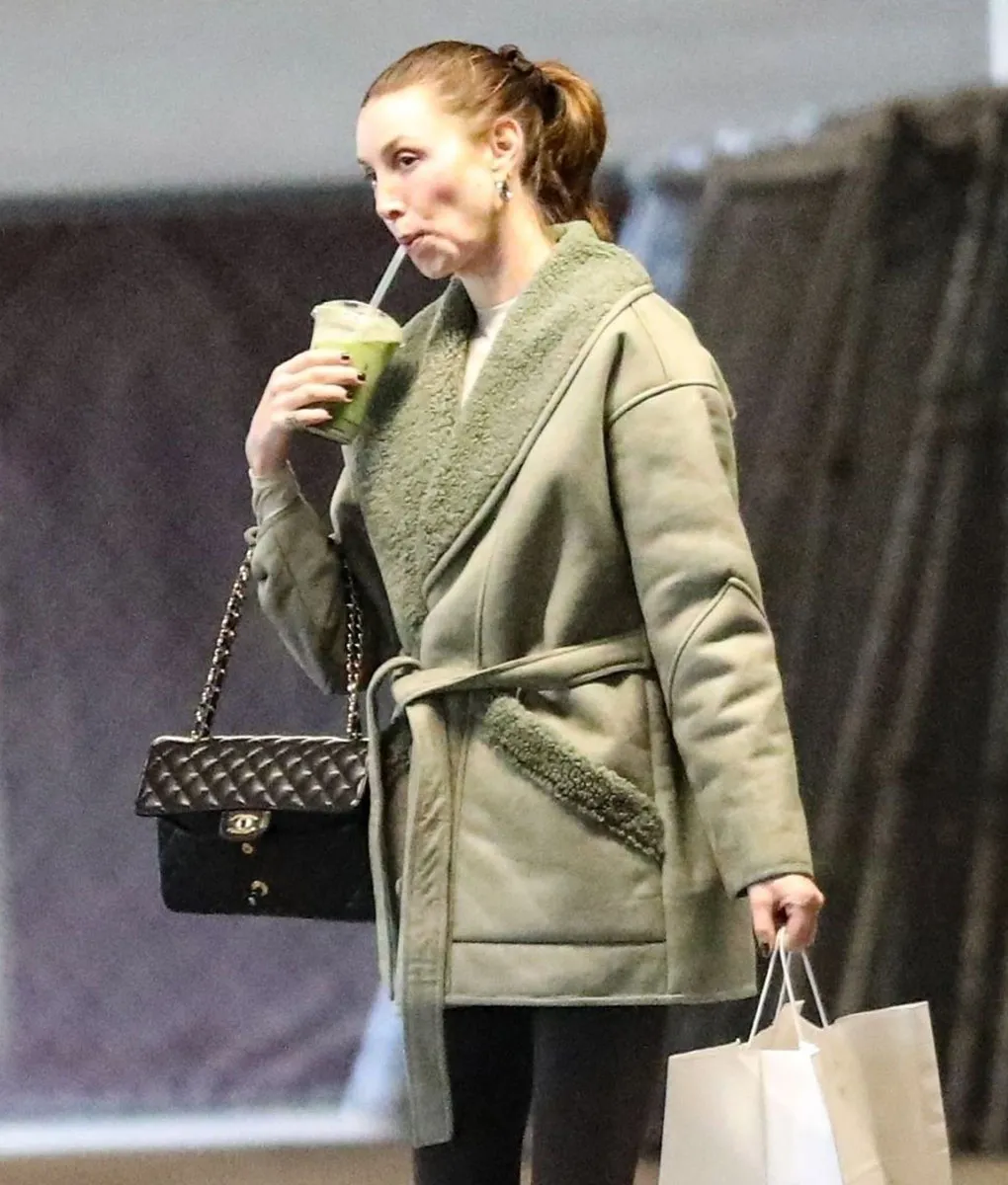 Whitney Port Green Leather Shearling Coat The Leather City