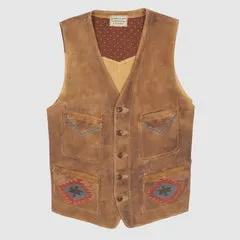 Hand-embroidered sheepskin vest