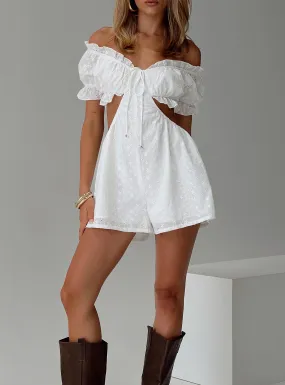 White Broderie Playsuit