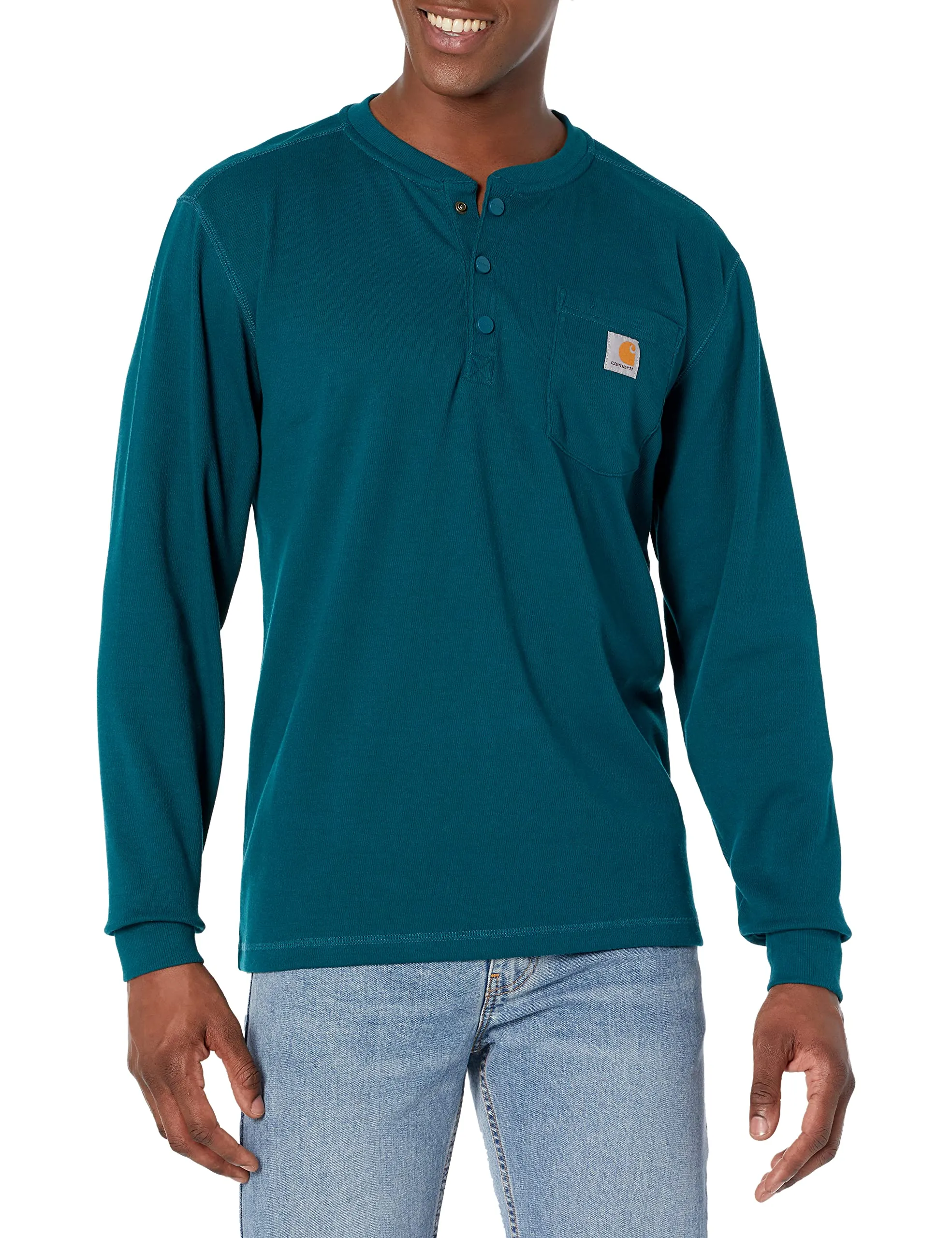 Heavyweight Men's Long-Sleeve Henley Thermal Shirt