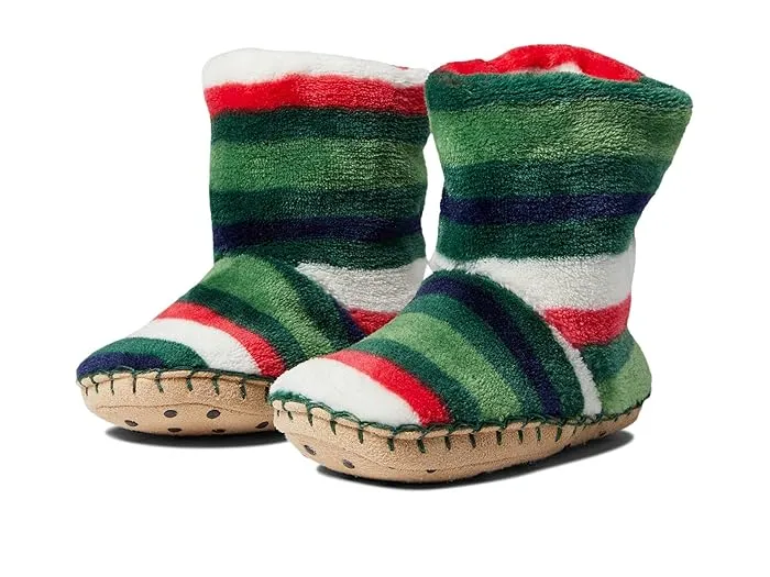 holiday stripes fleece slippers