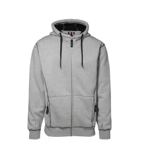 ID Mens Worker Full Zip Sherpa Hoodie Grey Melange UTID342