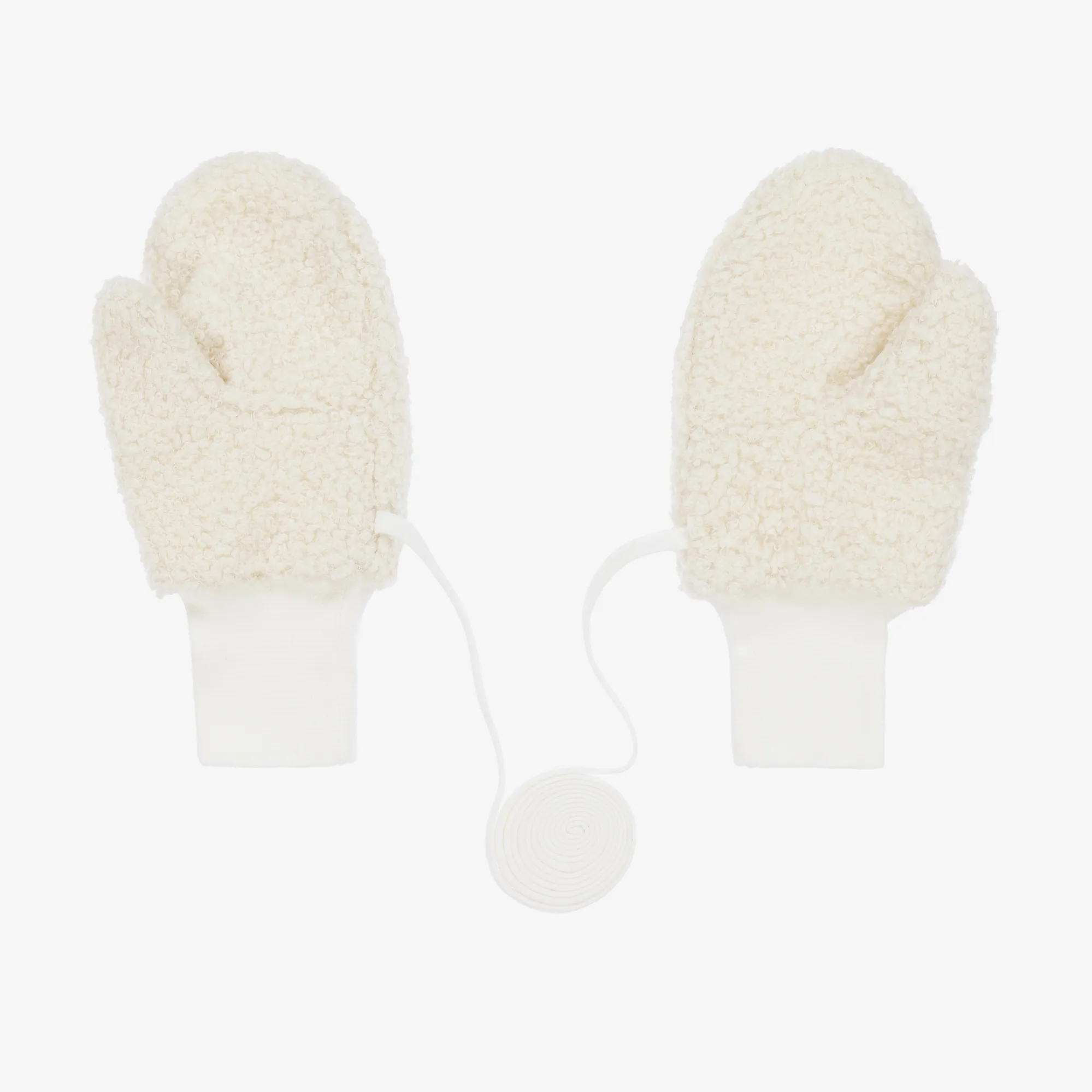 Ivory Bouclé Fleece Mittens