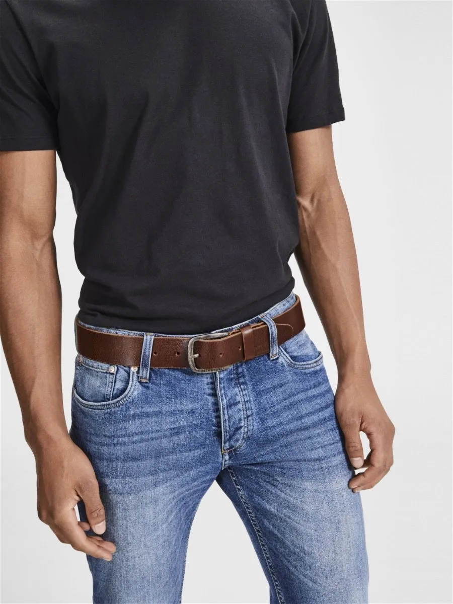 Jack & Jones Paul Leather Belt - Black Coffee