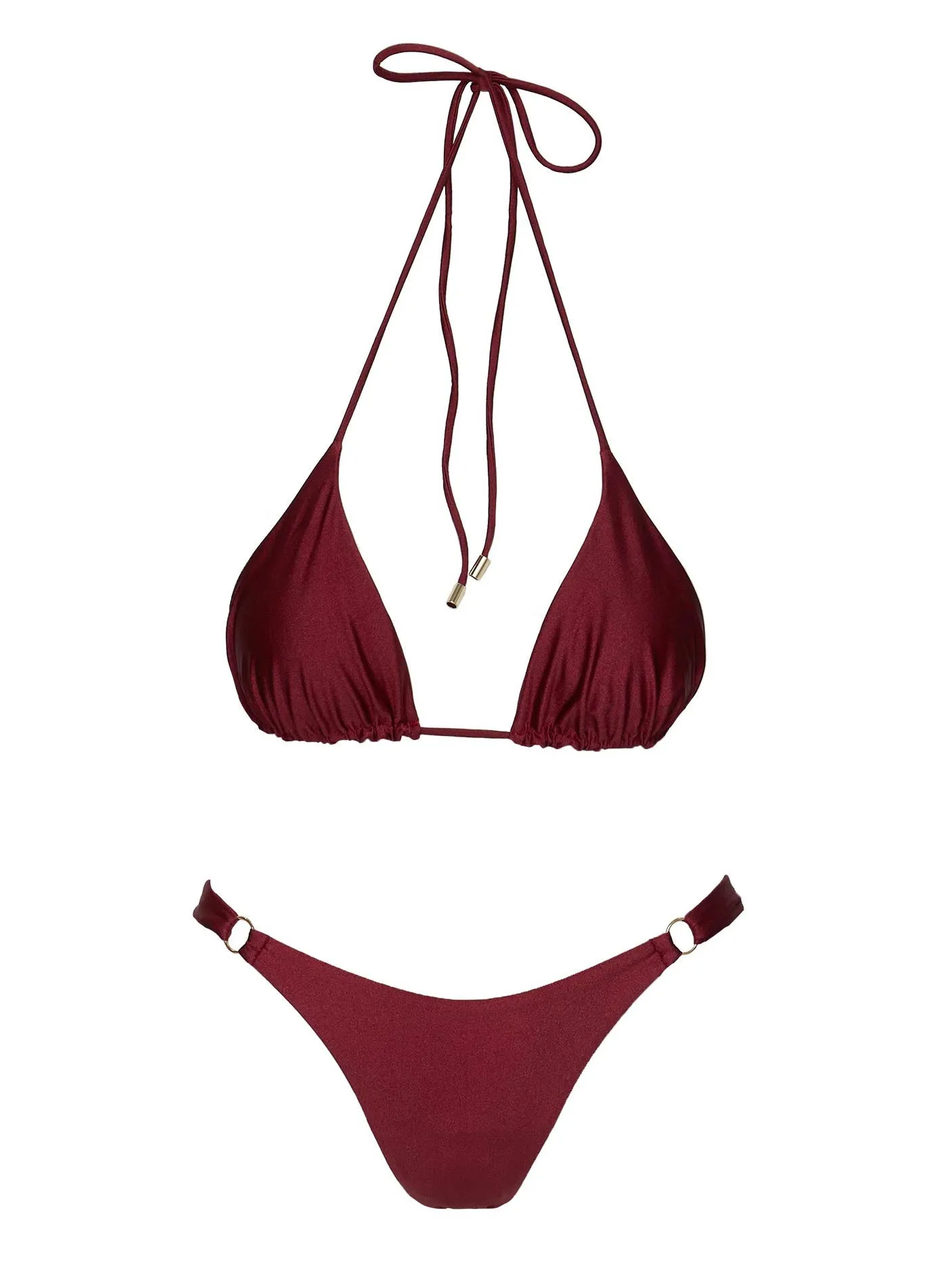 Burgundy High Cut Bikini Bottoms