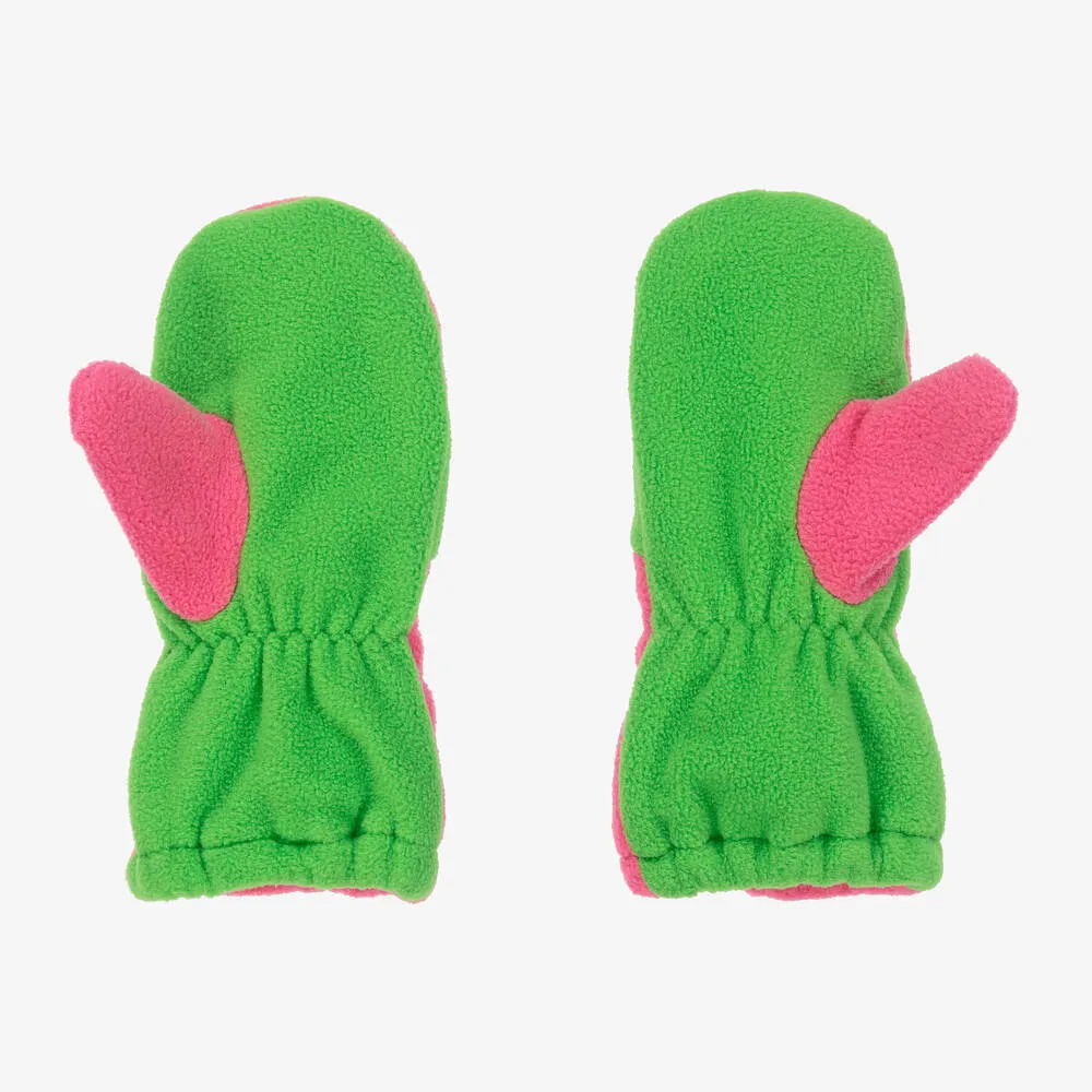 Kids' Green & Pink Fleece Mittens