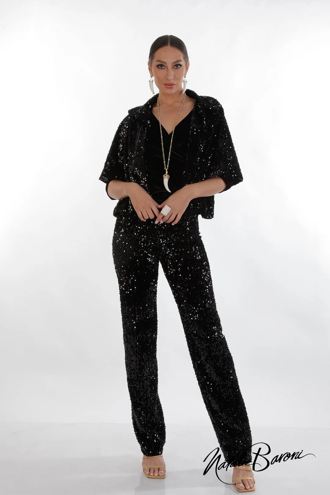 Sequin Stiletto Pant from La Scala