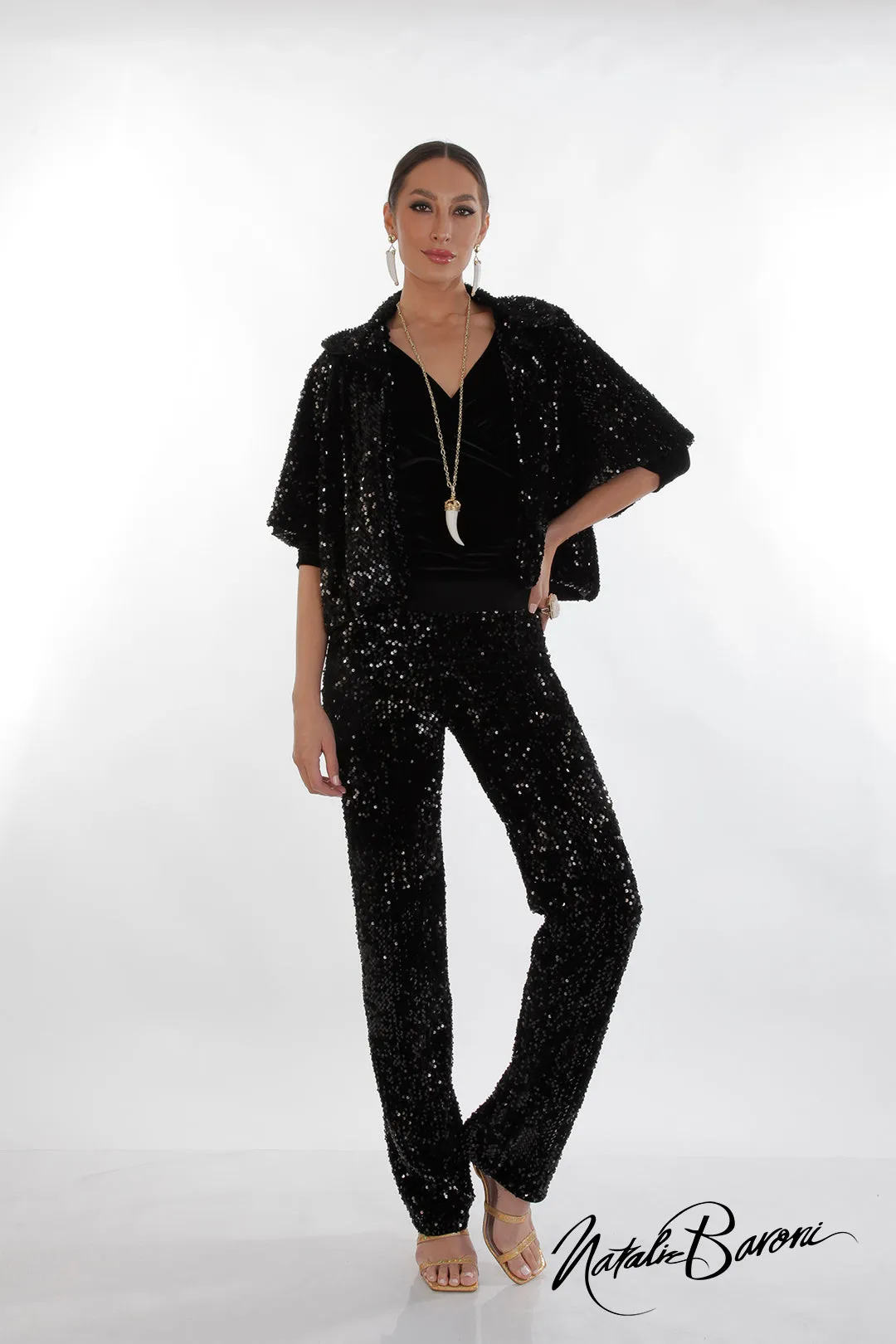 Sequin Stiletto Pant from La Scala