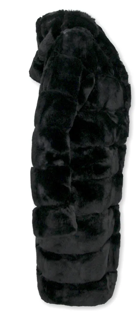 ladies black hooded faux fur coat