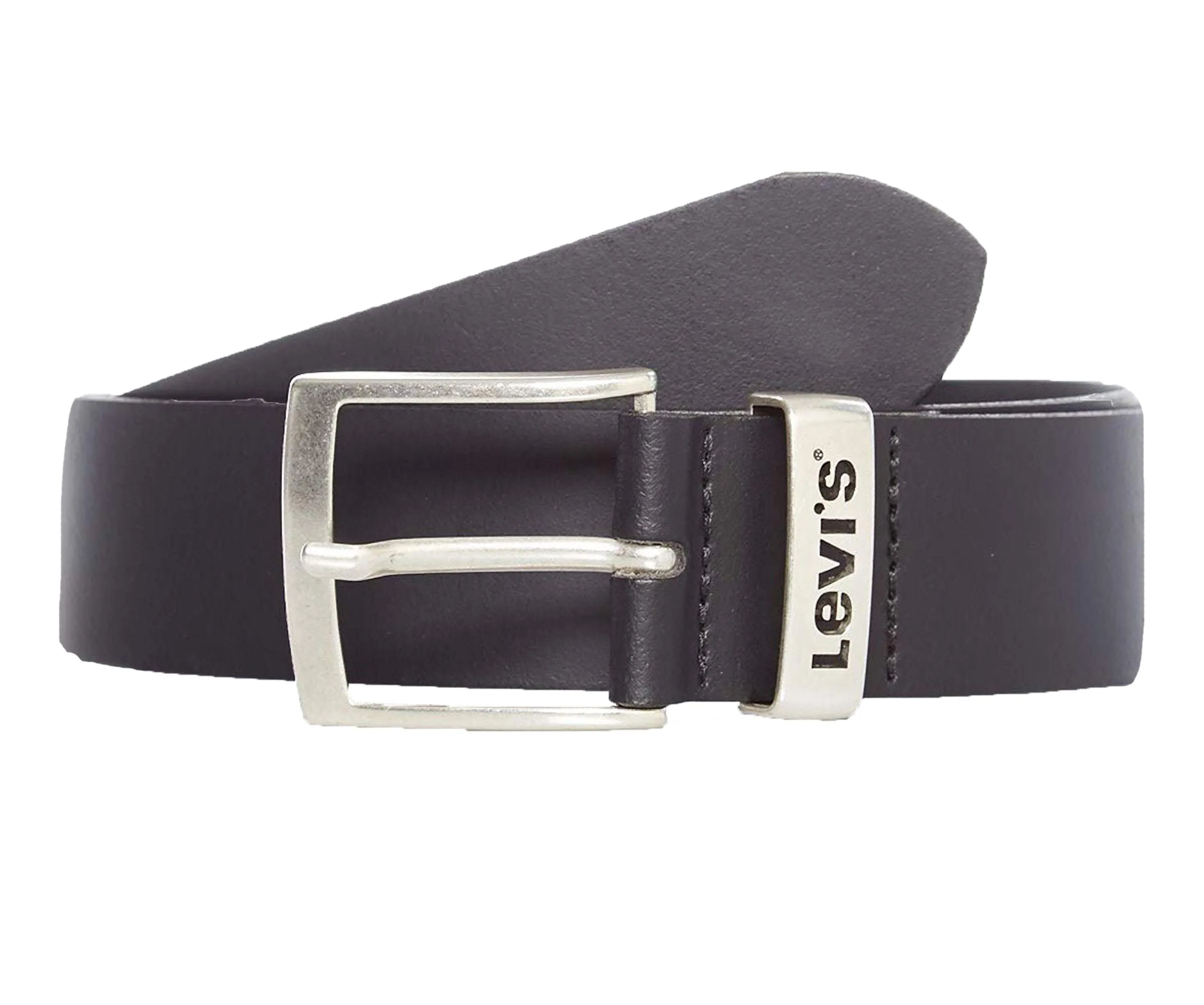 Levi's Metal Buckle Logo Leather Belt - Black