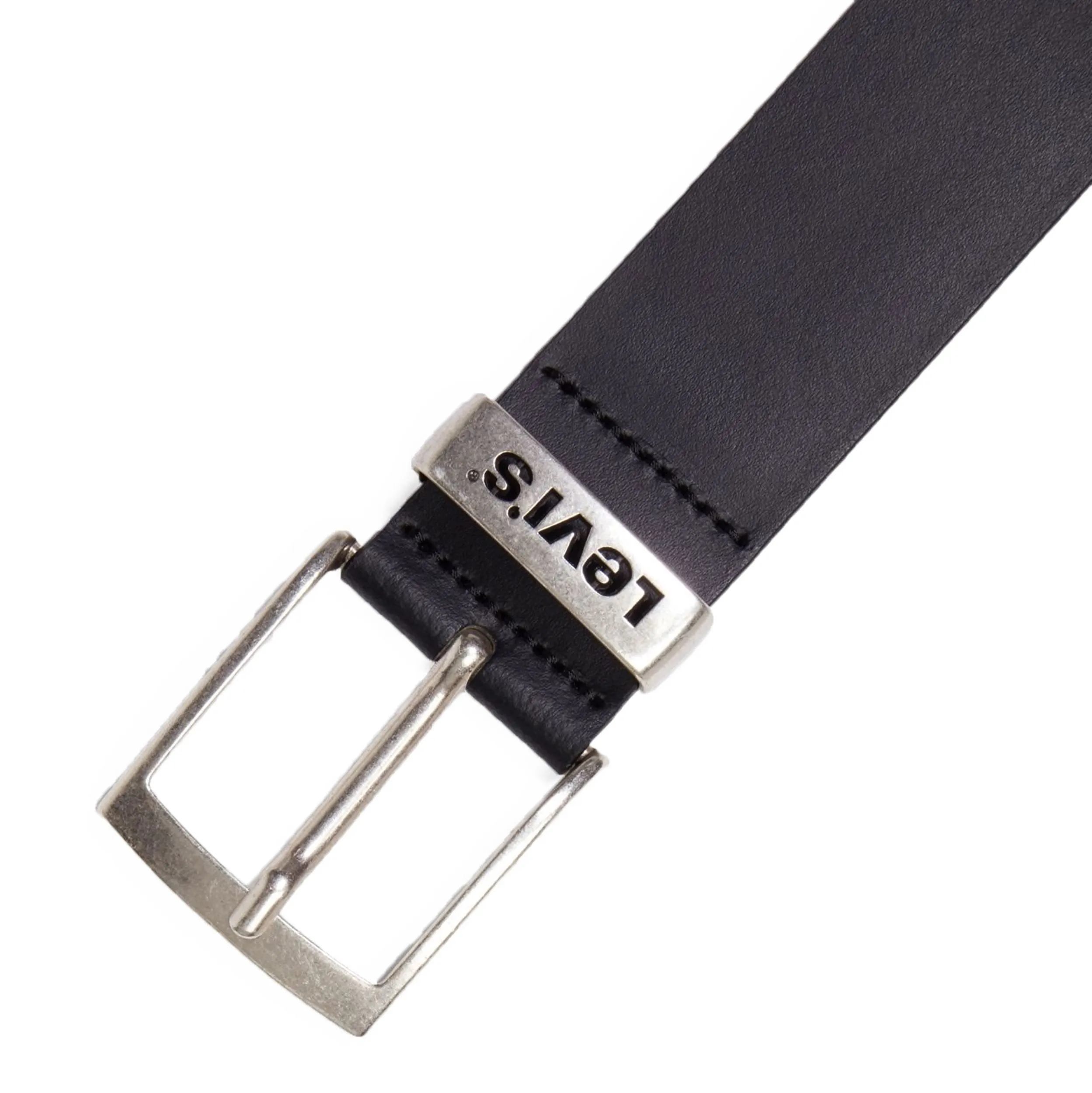 Levi's Metal Buckle Logo Leather Belt - Black