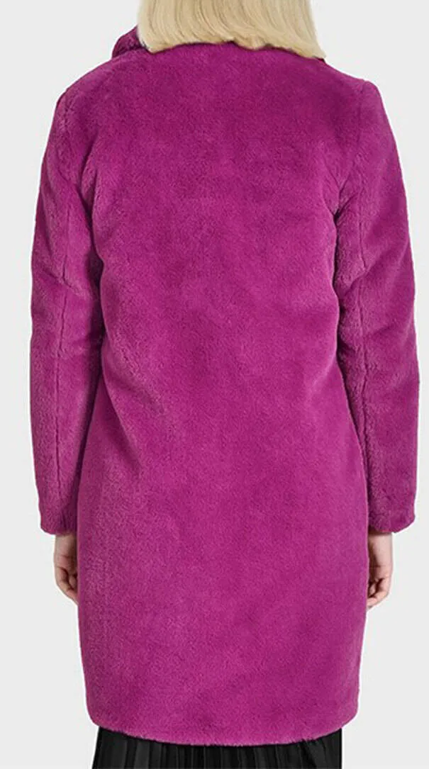 Long Purple Faux Shearling Coat 64292