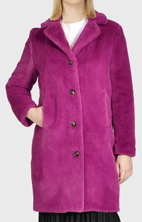 Long Purple Faux Shearling Coat 64292