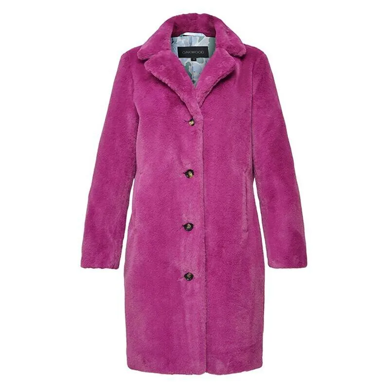 Long Purple Faux Shearling Coat 64292