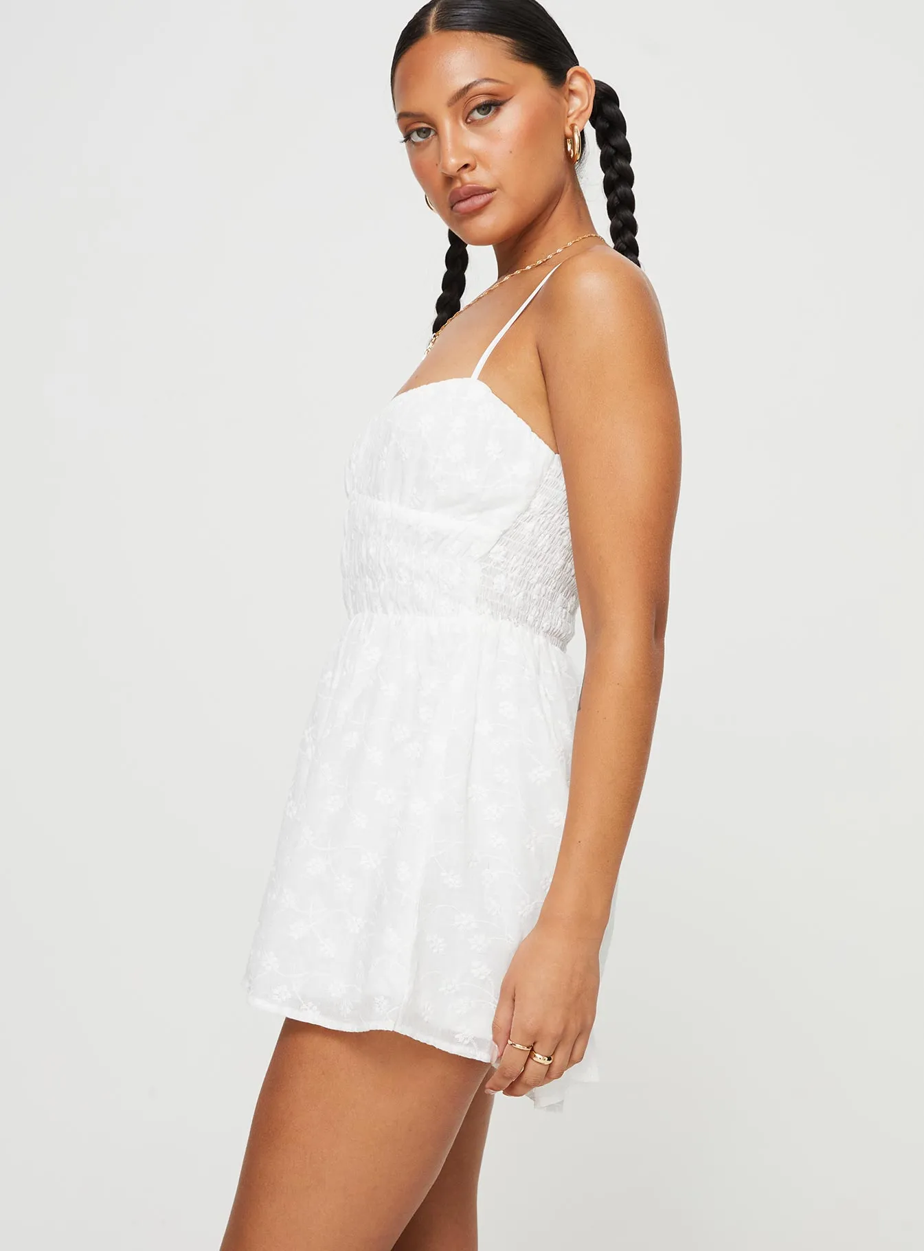 White Broderie Romper Melisande