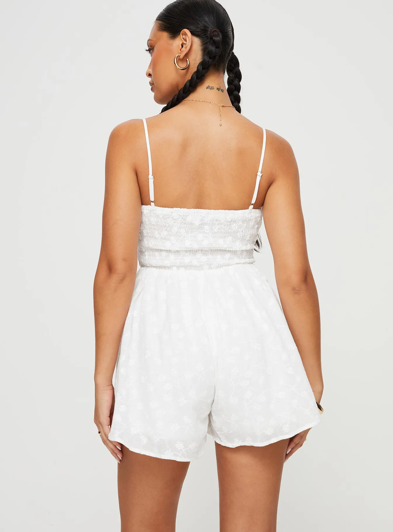 White Broderie Romper Melisande