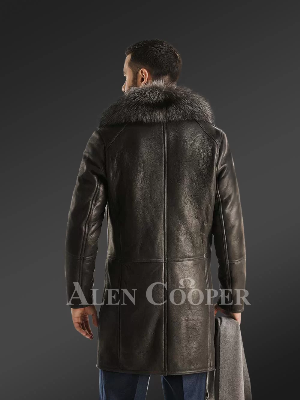 Authentic Men Shearling Coat Raccoon Fur Collar