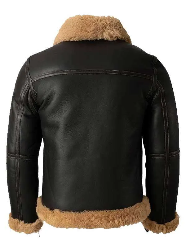 Men B3 Sheepskin Black Jacket