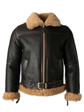 Men B3 Sheepskin Black Jacket