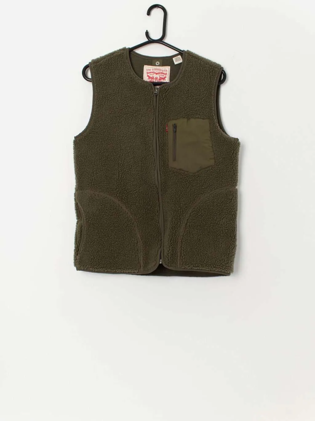 Men's Levis sherpa vest in green Small