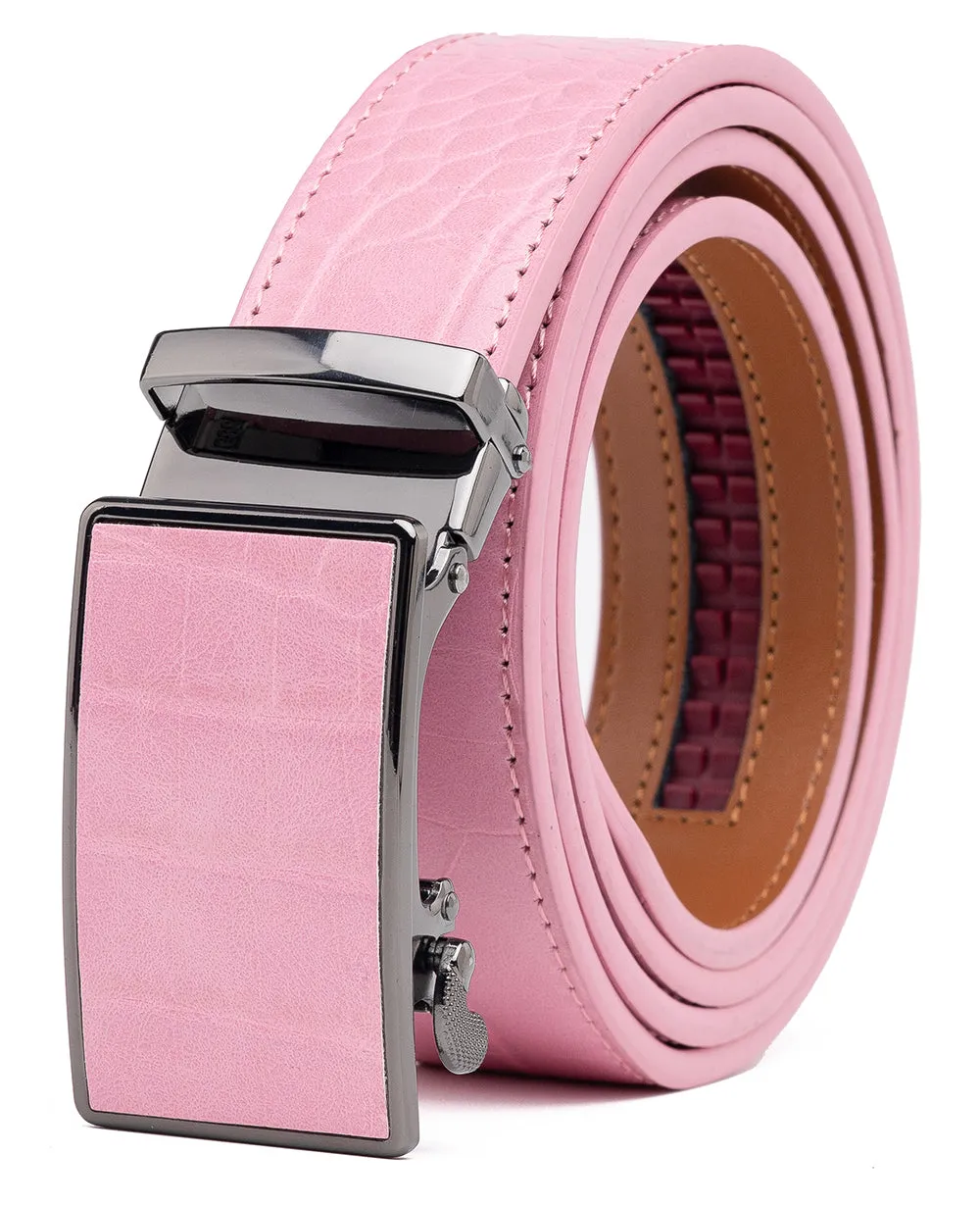 Men's Automatic Buckle Crocodile Design Leather Dress Belt