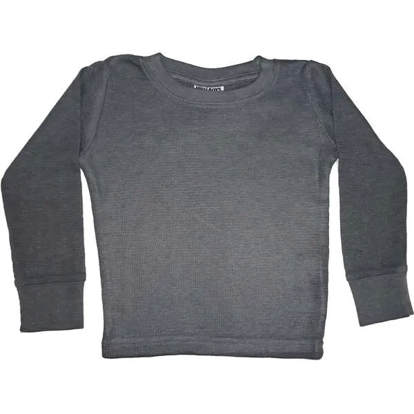 Long Sleeve Solid Thermal Shirt in Distressed Coal