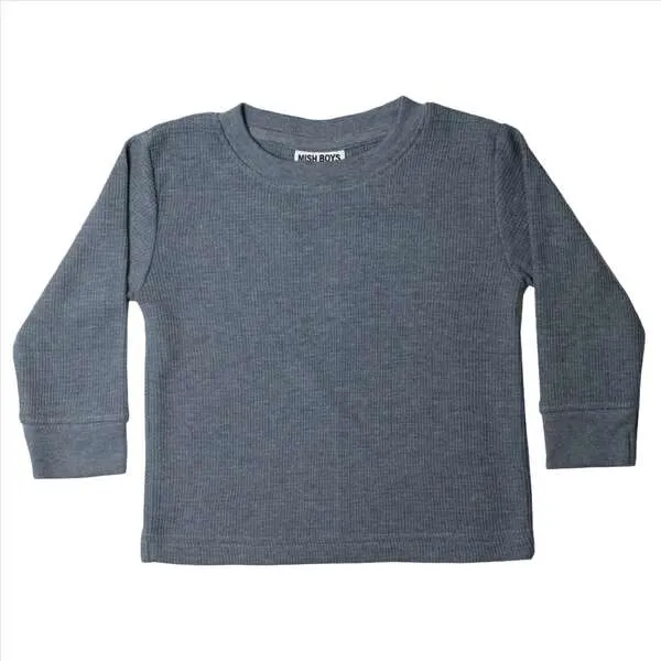 Long Sleeve Solid Thermal Shirt in Distressed Coal