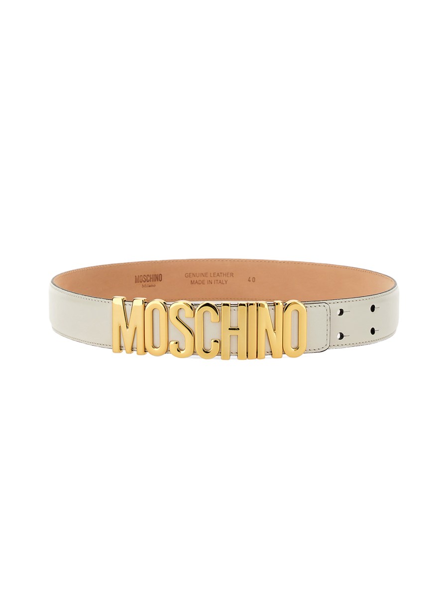 MOSCHINO Leather Belt Featuring Lettering Logo