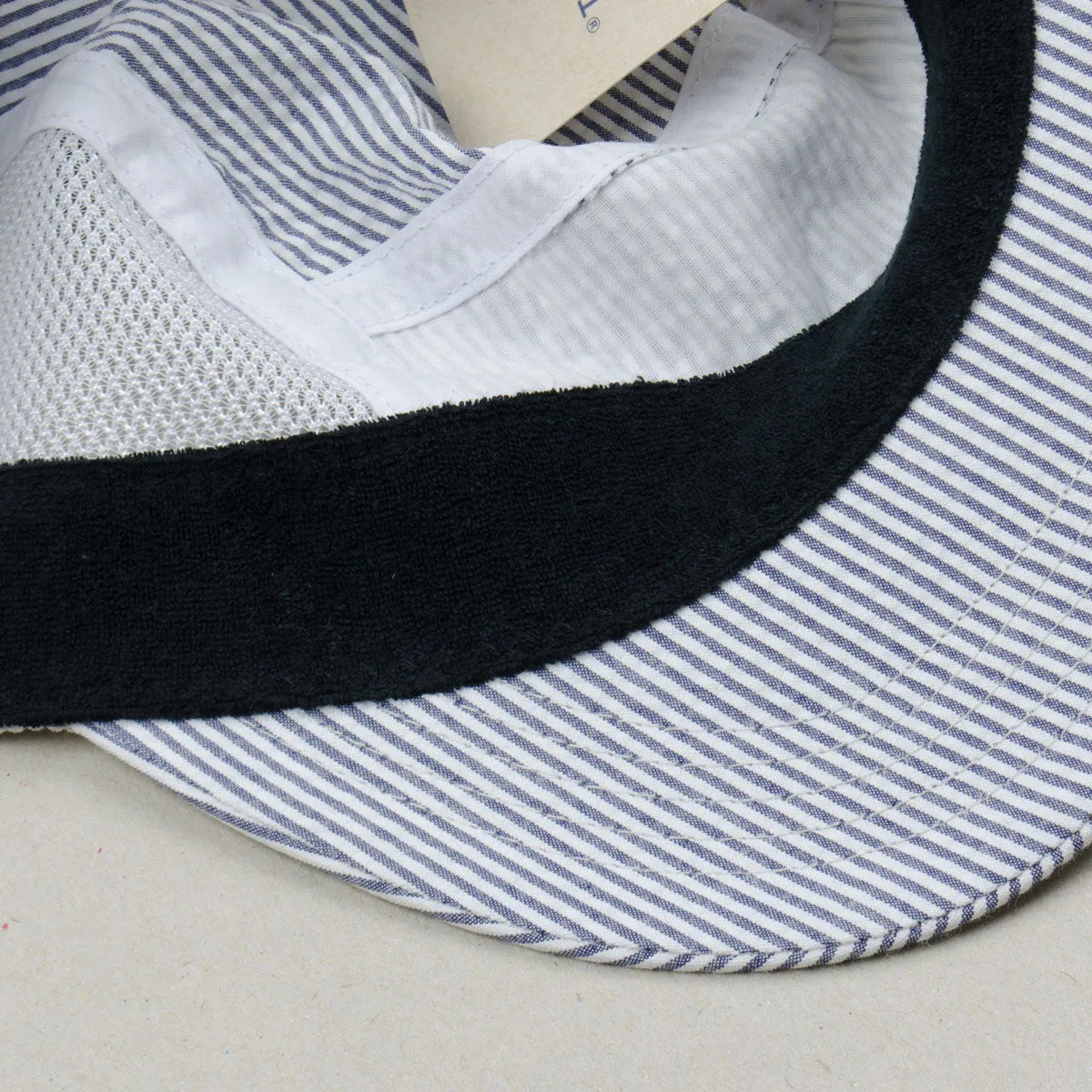 Navy Stripe Seersucker Mesh Jet Cap by cableami