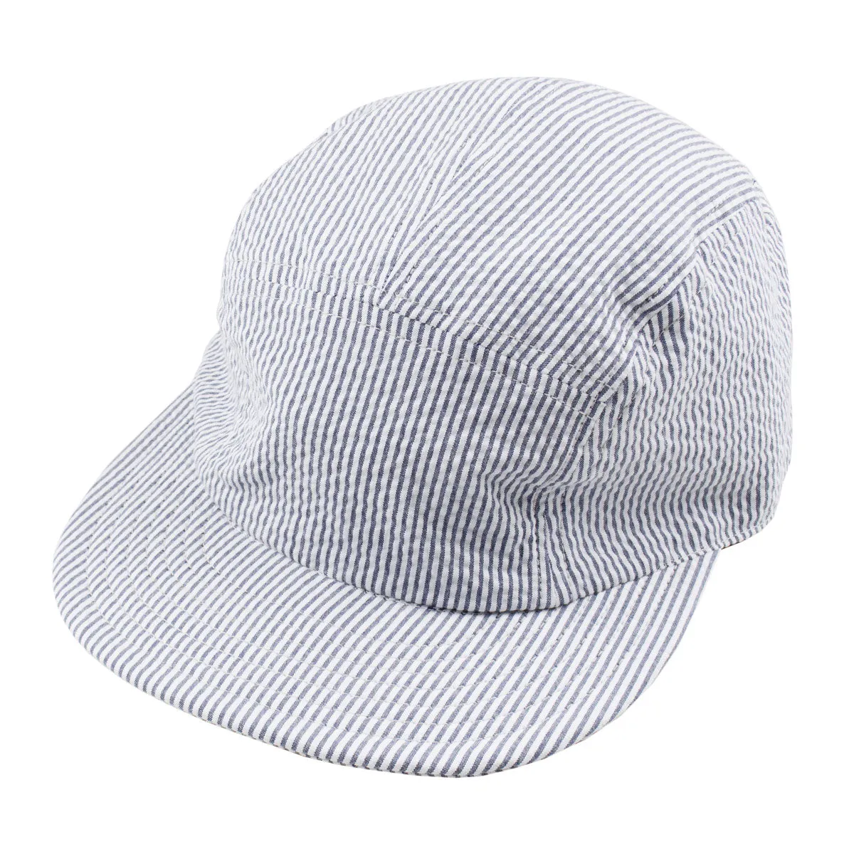 Navy Stripe Seersucker Jet Cap by cableami