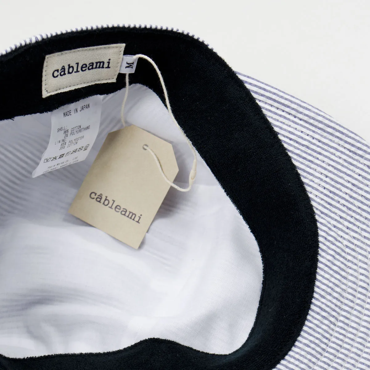 Navy Stripe Seersucker Jet Cap by cableami