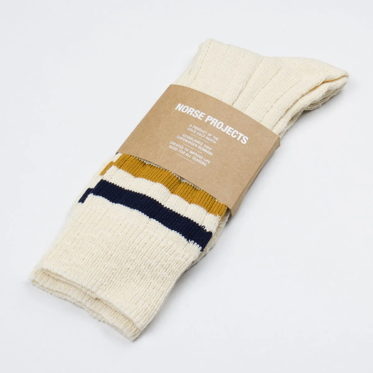 Norse Projects Cadmium Orange Bjarki Slub Stripe Socks