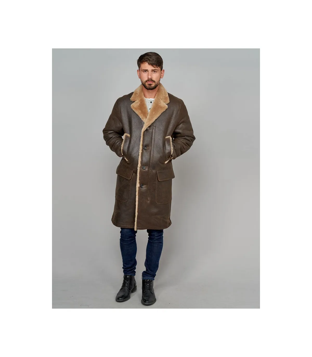 Men's Oakly Sheepskin Shearling Car Coat