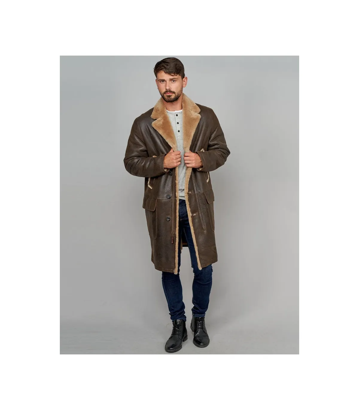 Men's Oakly Sheepskin Shearling Car Coat