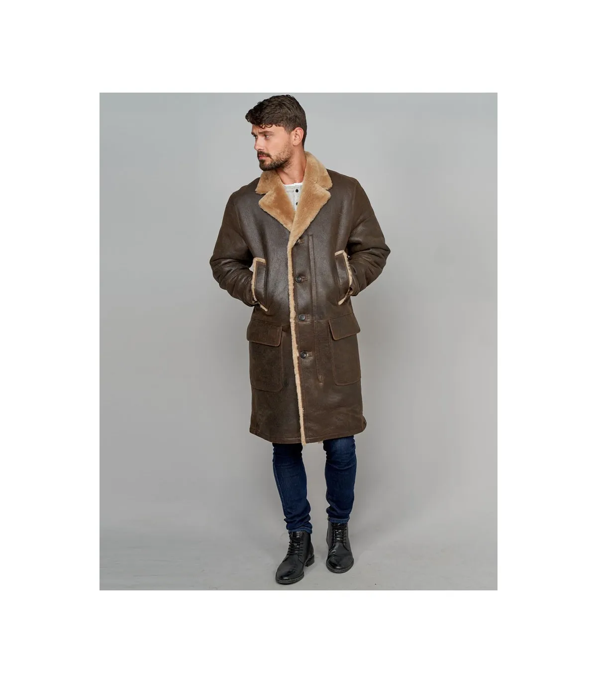 Men's Oakly Sheepskin Shearling Car Coat