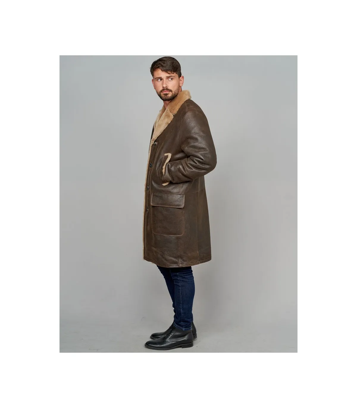 Men's Oakly Sheepskin Shearling Car Coat