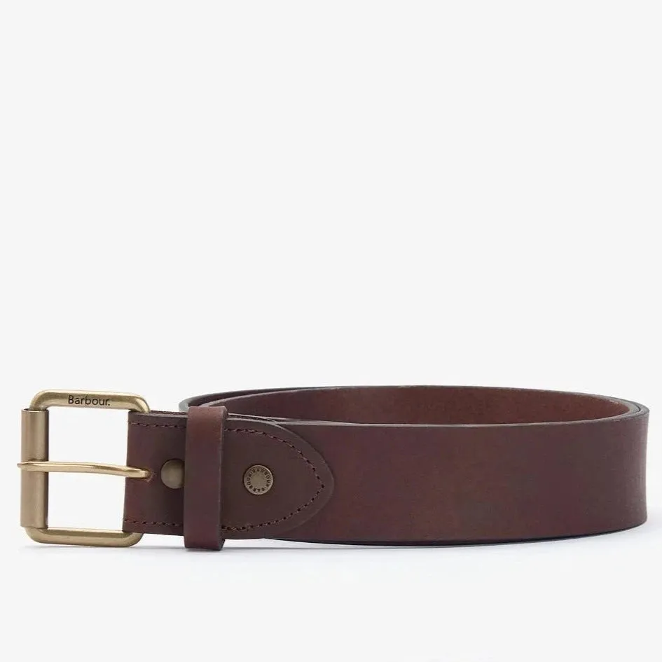 Olive/Brown Contrast Leather Belt by Barbour