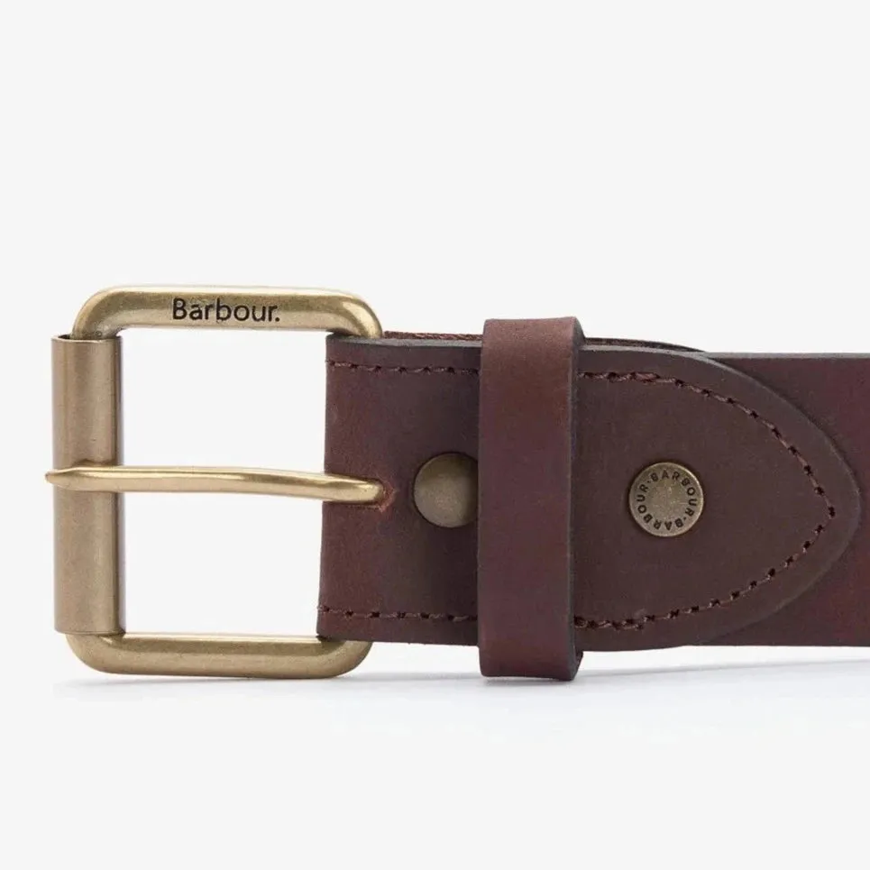 Olive/Brown Contrast Leather Belt by Barbour