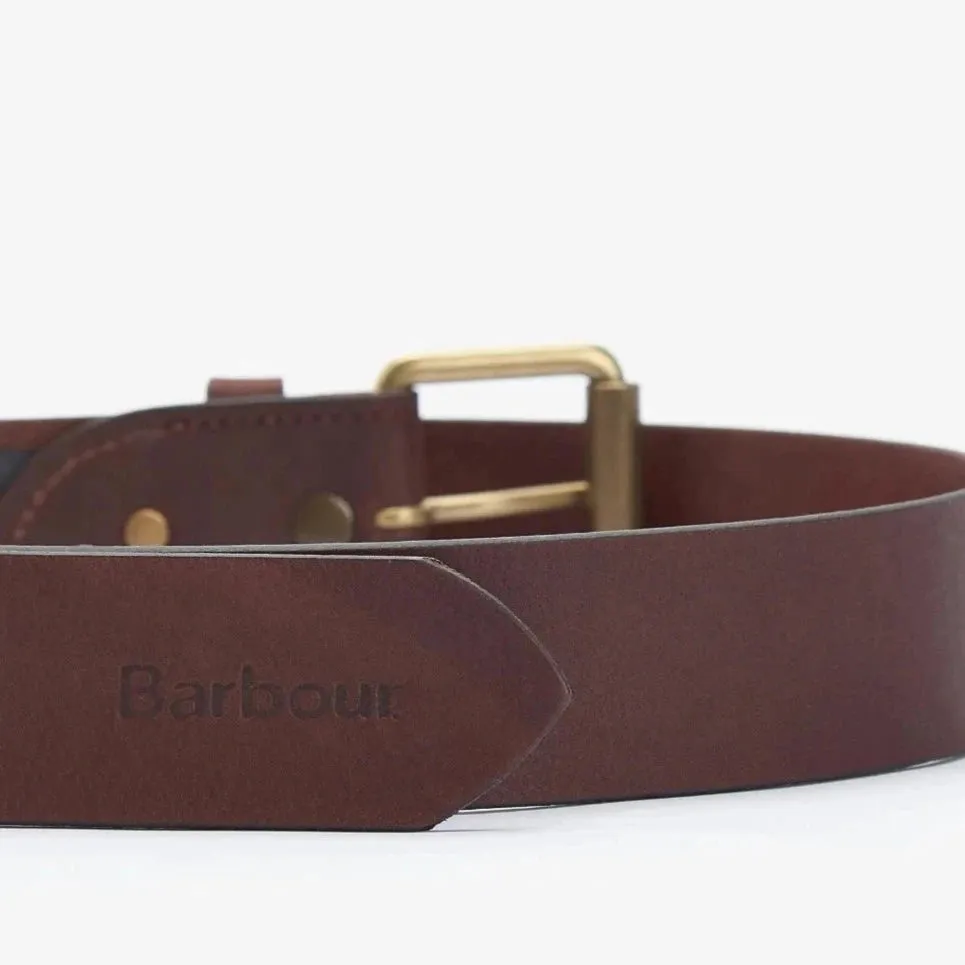 Olive/Brown Contrast Leather Belt by Barbour