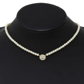 Pave Halo Pearl Beaded Necklace