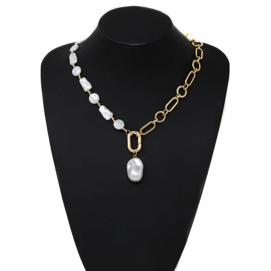 Chunky Pearl Dual Chain Necklace