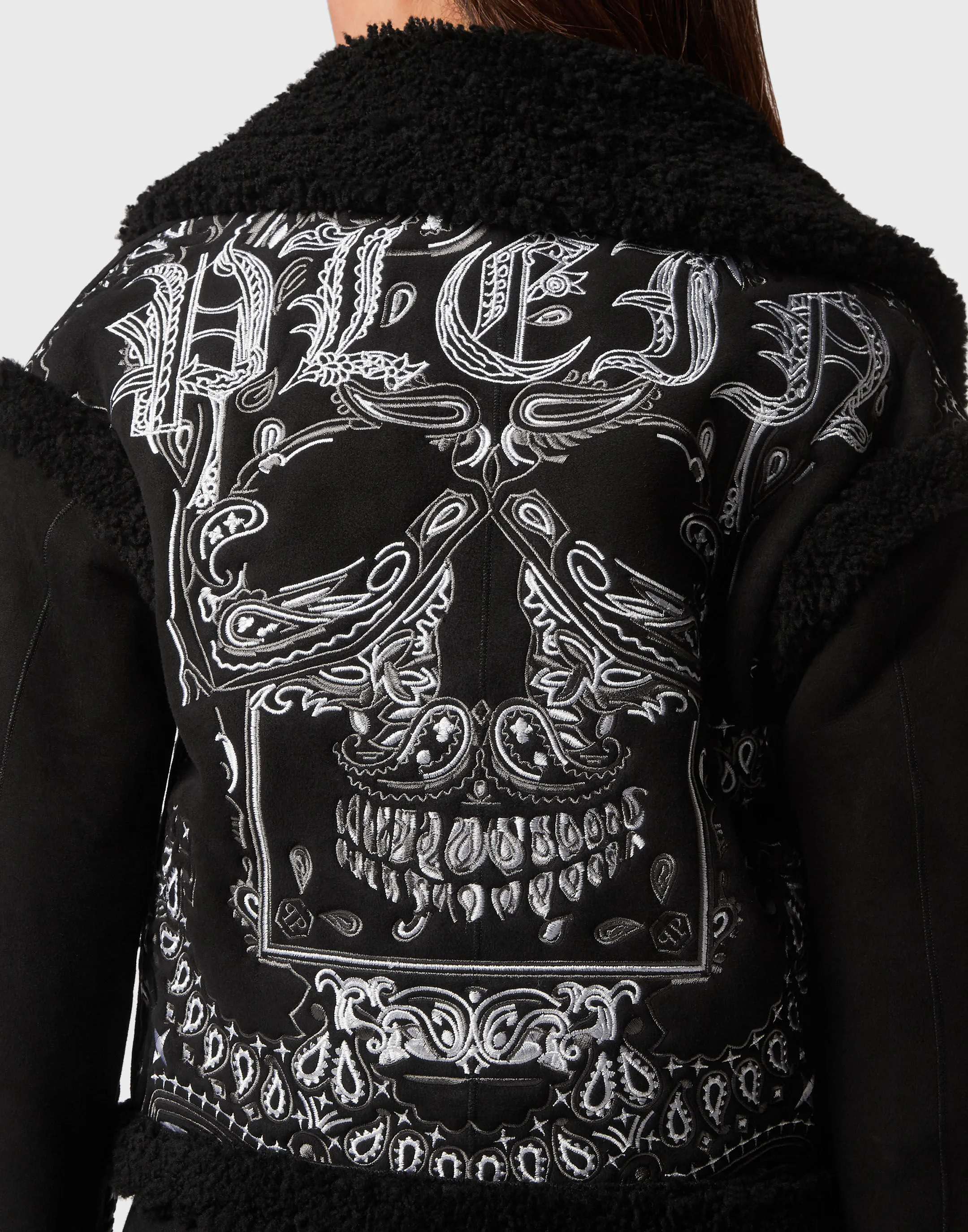 PHILIPP PLEIN Shearling Coat with Paisley Bandana