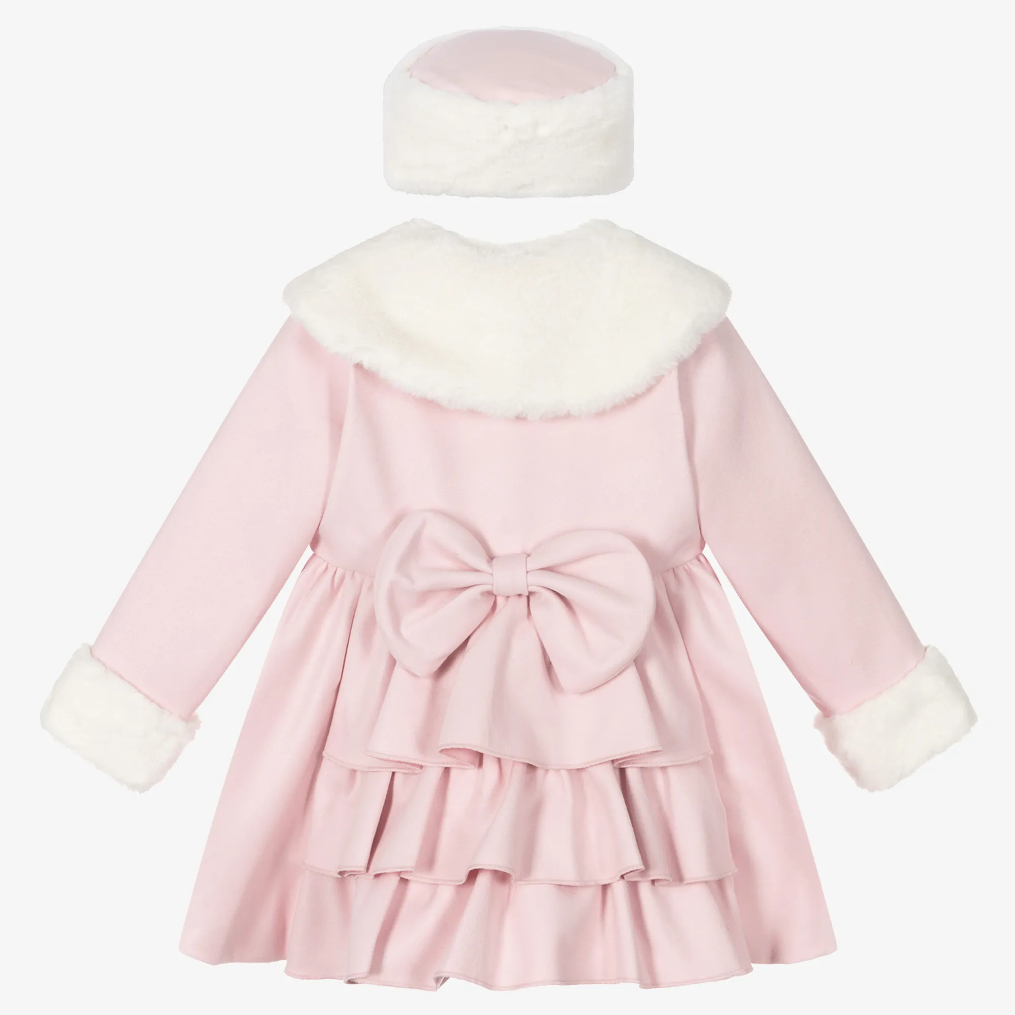 Pink Faux Fur Coat and Hat for Girls