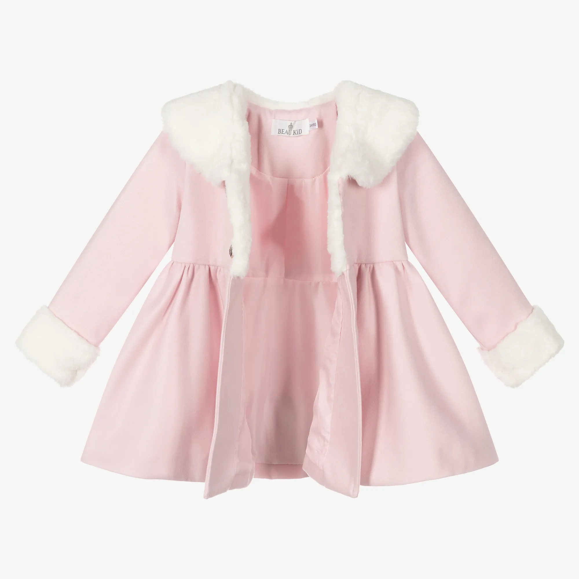 Pink Faux Fur Coat and Hat for Girls