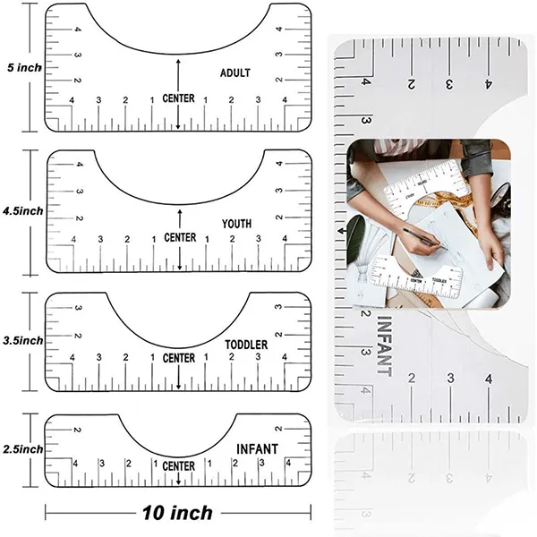 Set of 4 T-Shirt Ruler Guides