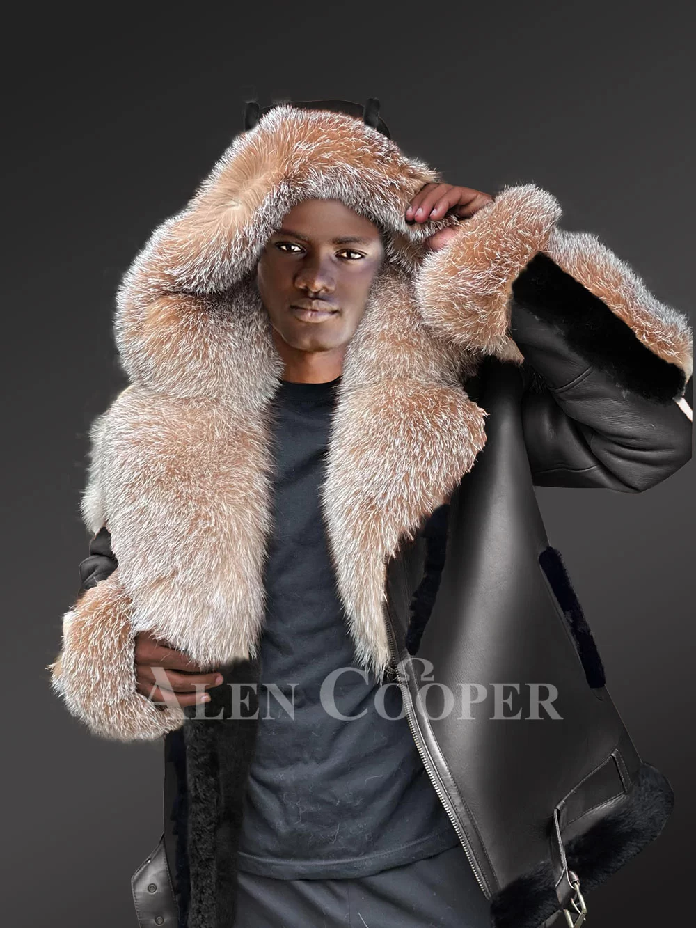 Real Men Shearling Coat Fox Fur