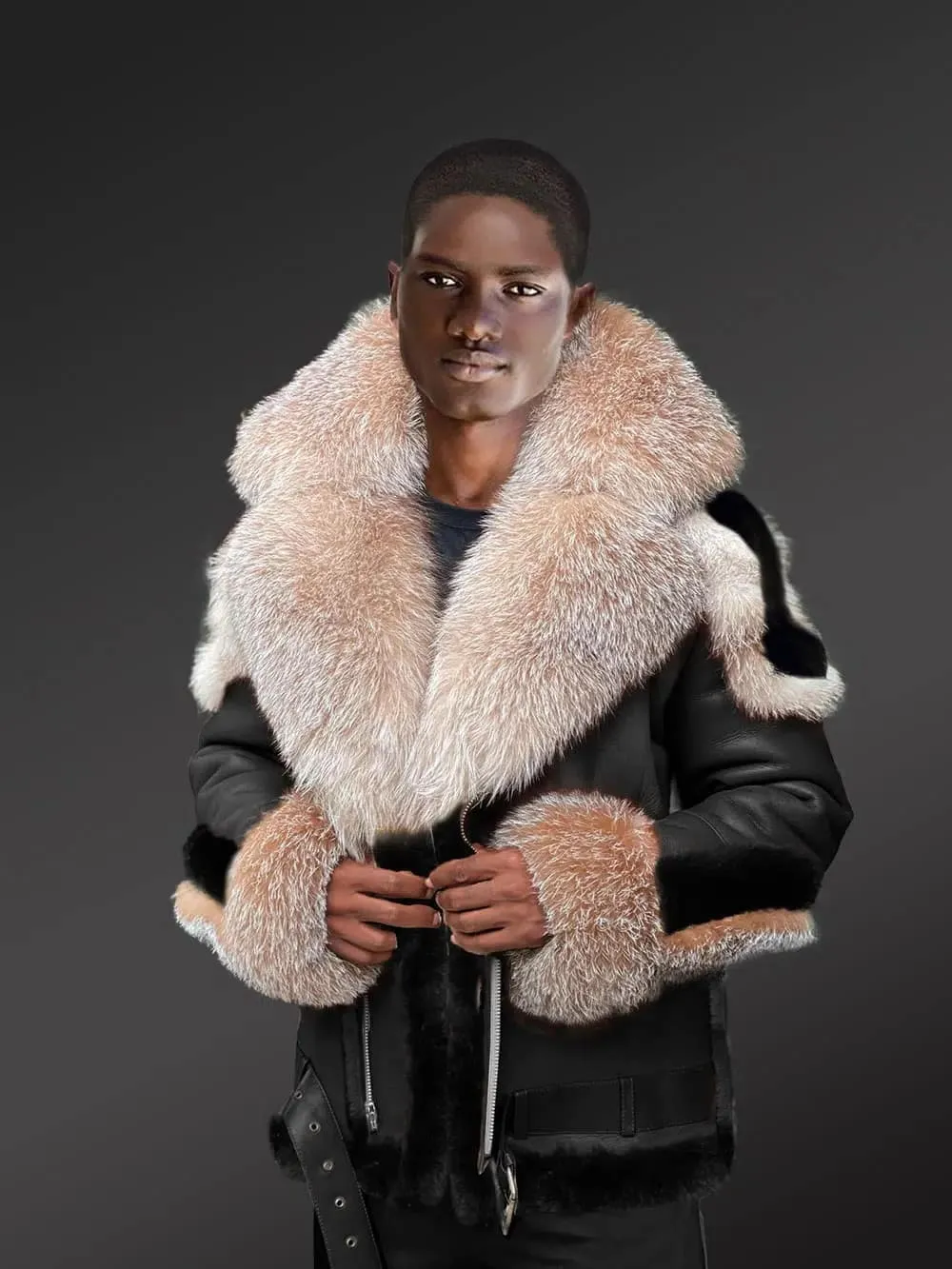 Real Men Shearling Coat Fox Fur